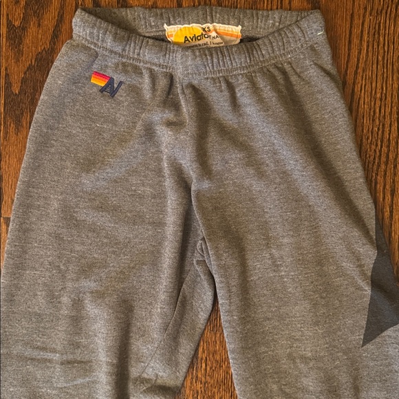 Aviator Nation Grey Sweatpants with Black Lightning Bolt - Picture 3 of 6
